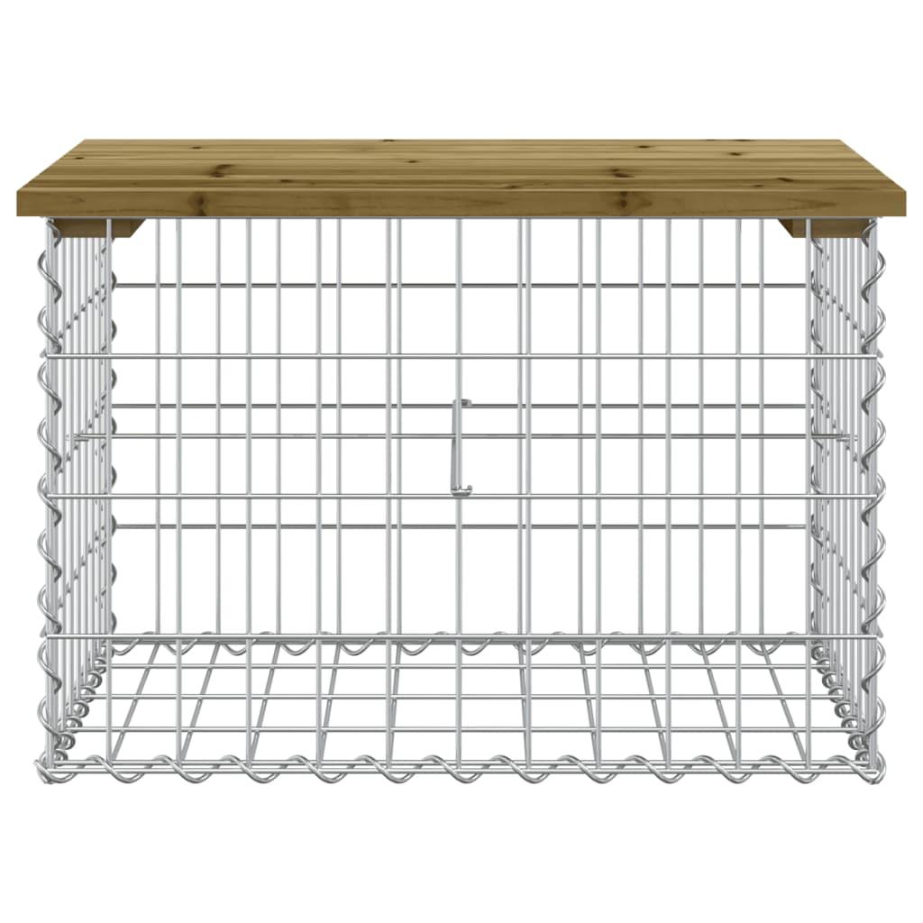Banco jardín diseño gaviones madera pino impregnada 63x44x42 cm