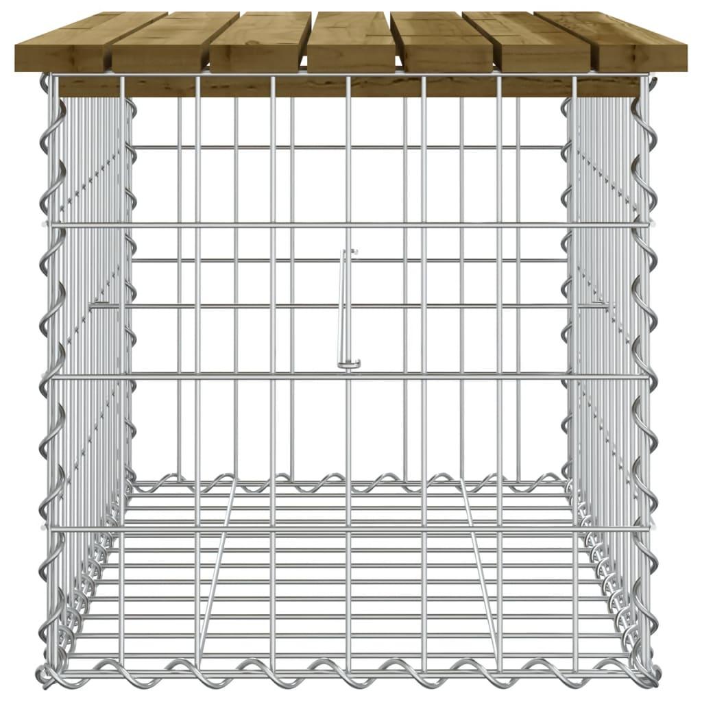 Banco jardín diseño gaviones madera pino impregnada 63x44x42 cm