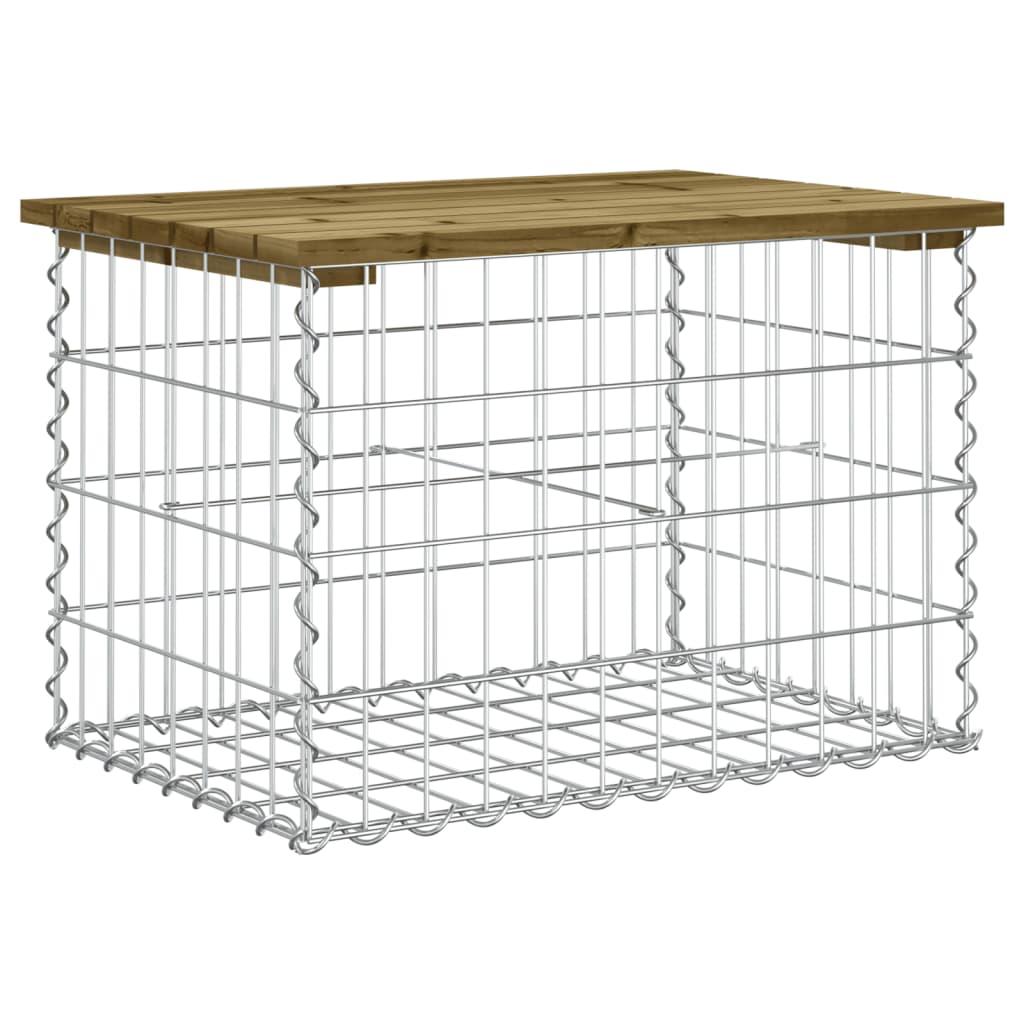 Banco jardín diseño gaviones madera pino impregnada 63x44x42 cm