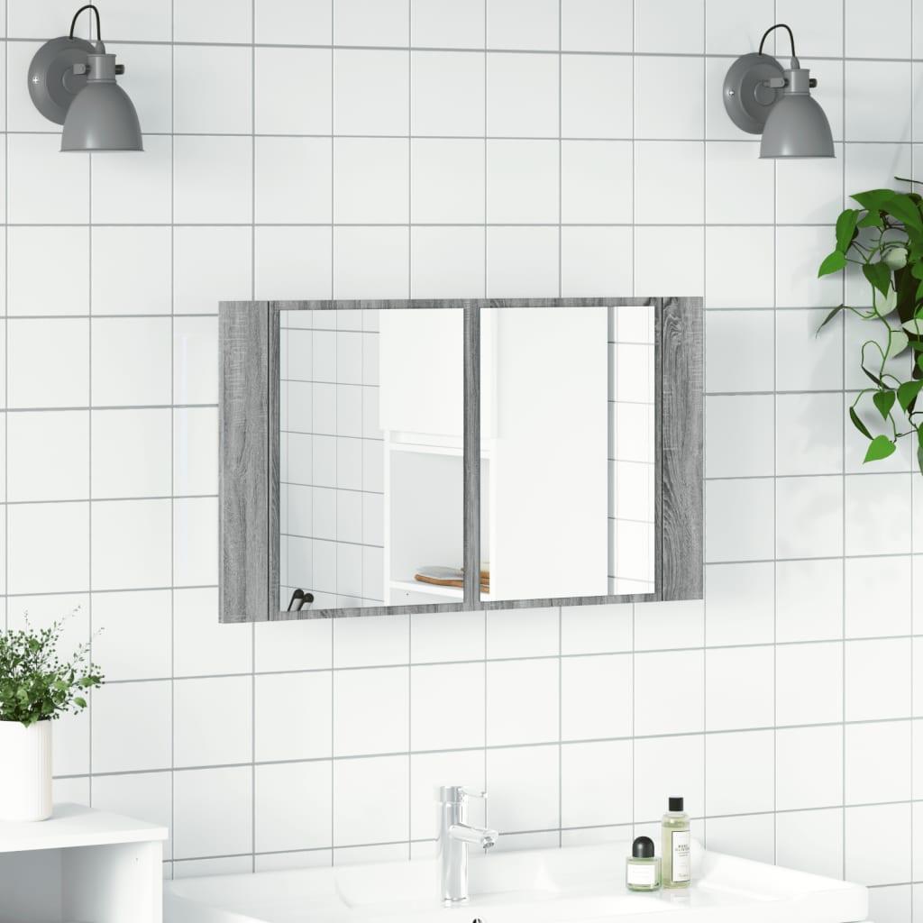 Armario espejo de baño con luz LED acrílico blanco 100x12x45 cm