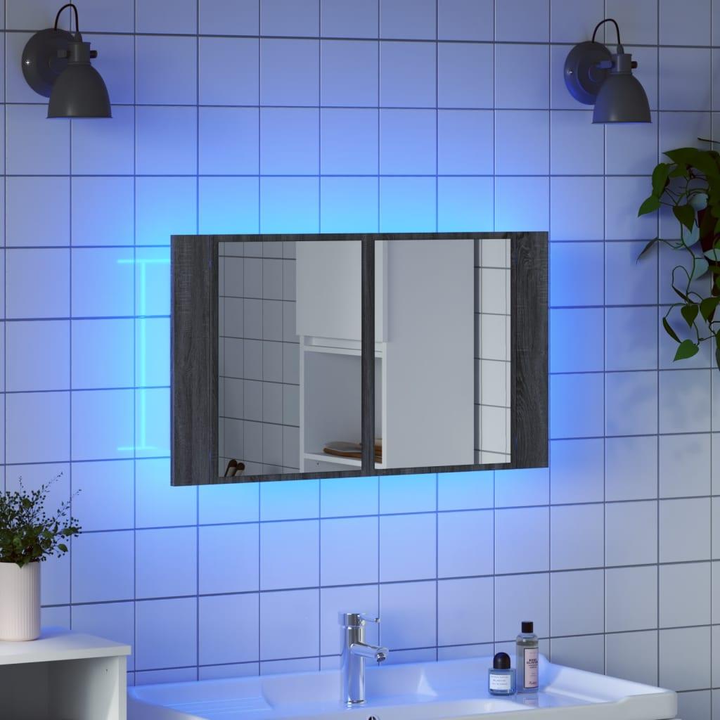 Armario espejo de baño con luz LED acrílico blanco 100x12x45 cm