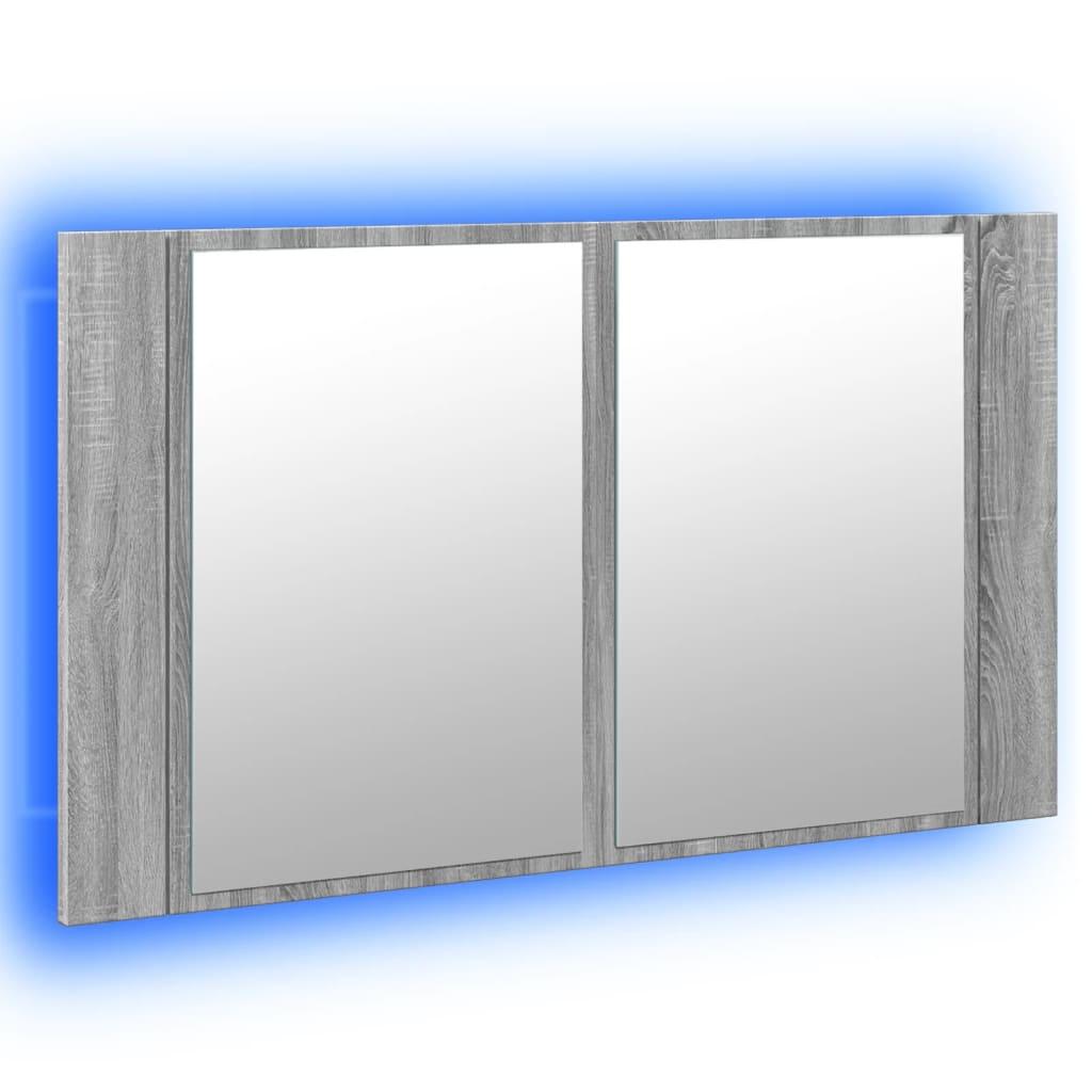 Armario espejo de baño con luz LED acrílico blanco 100x12x45 cm