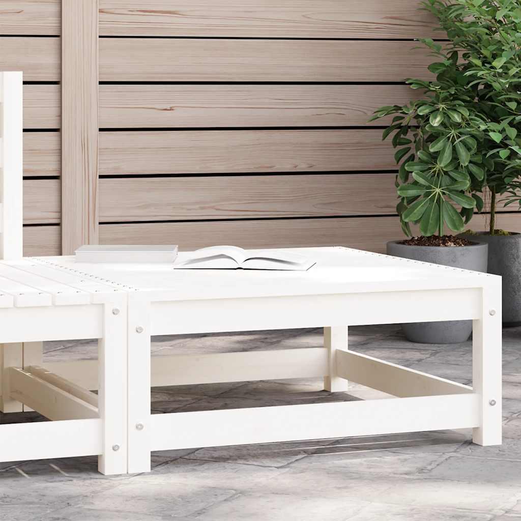 Taburete de jardín madera maciza de pino blanco 62x63,5x53,5 cm