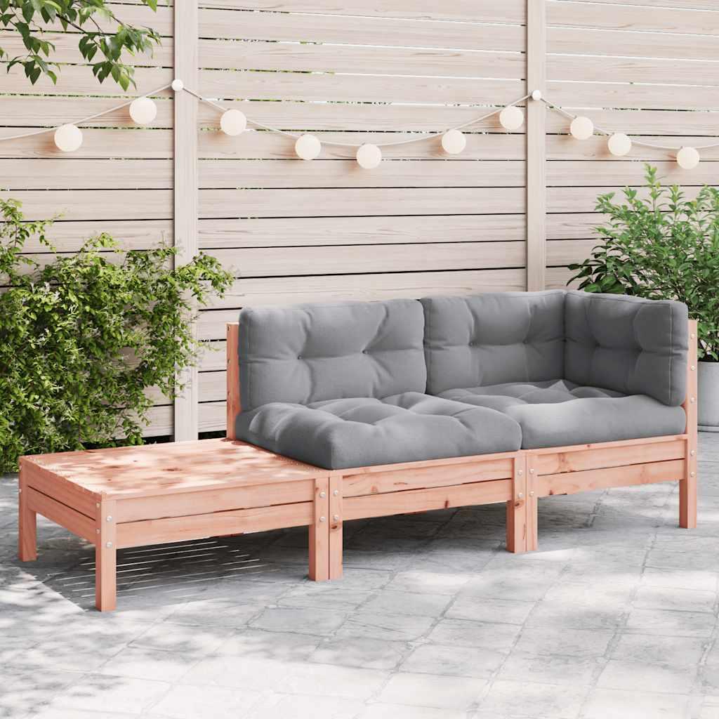 Sofá jardín con cojines reposapiés madera maciza abeto Douglas