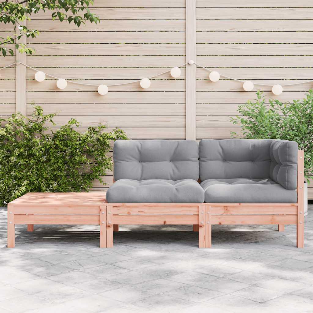 Sofá jardín con cojines reposapiés madera maciza abeto Douglas