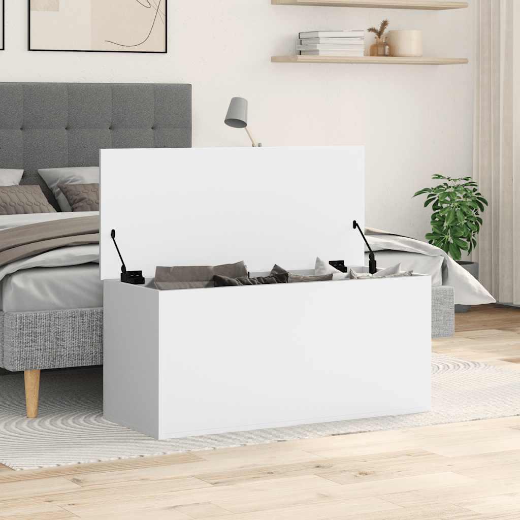 Caja de almacenaje de madera de ingeniería blanca 50x30x28 cm