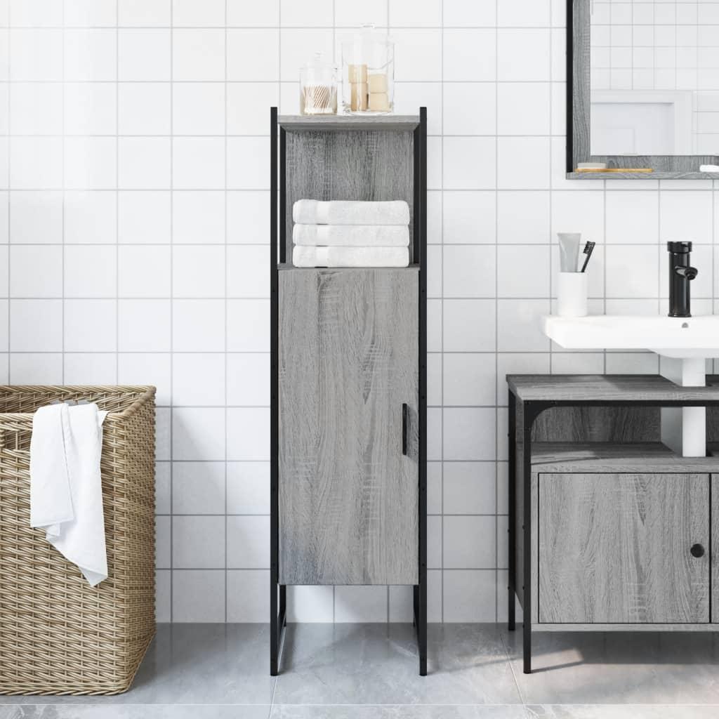 Armario de baño madera de ingeniería gris Sonoma 33x33x120,5 cm