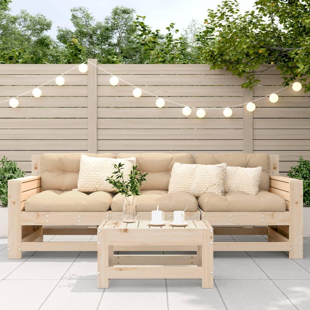 Taburete de jardín madera maciza de pino blanco 62x63,5x53,5 cm