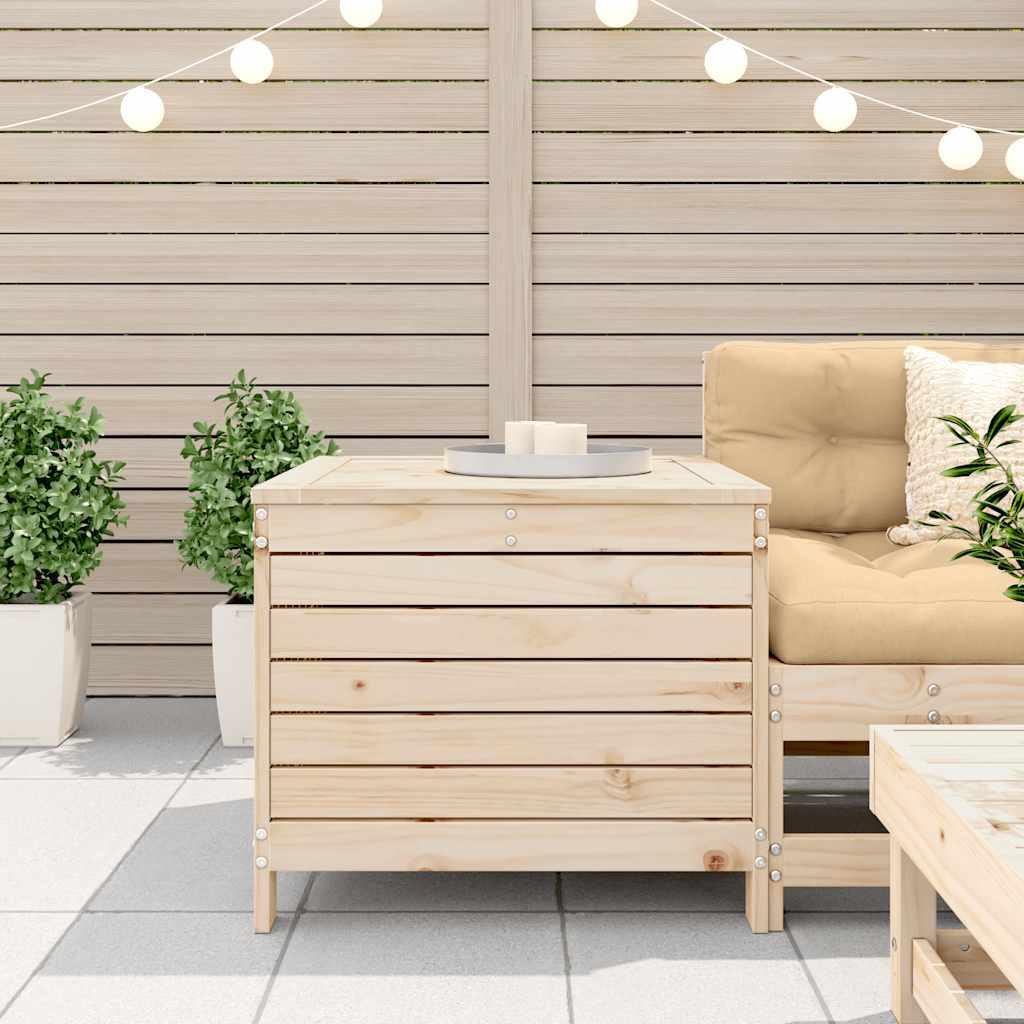 Taburete de jardín madera maciza de pino blanco 62x63,5x53,5 cm