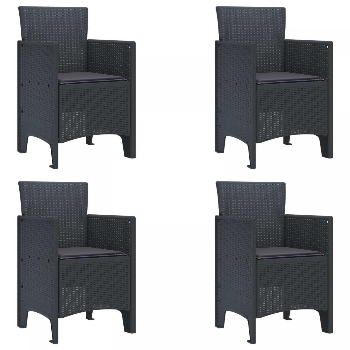 Silla de Jardín 4 uds. Gris Claro Polipropileno