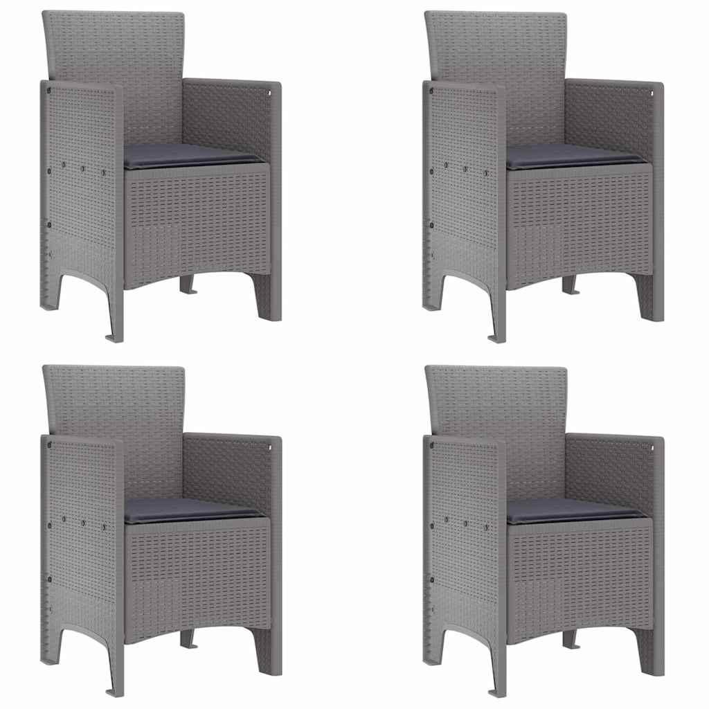 Silla de Jardín 4 uds. Gris Claro Polipropileno