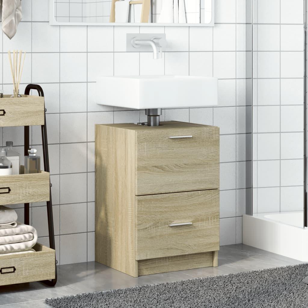 Armario de lavabo madera de ingeniería roble Sonoma 59x37x59 cm