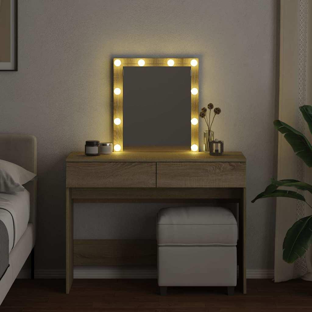 Tocador con LED color roble ahumado 130x50x132,5 cm