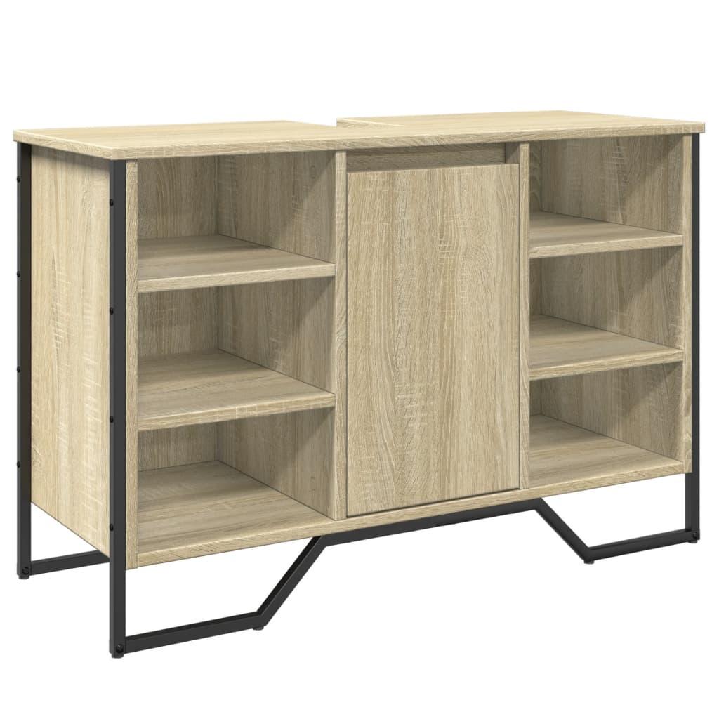 Armario lavabo baño madera ingeniería roble ahumado 91x35x60 cm