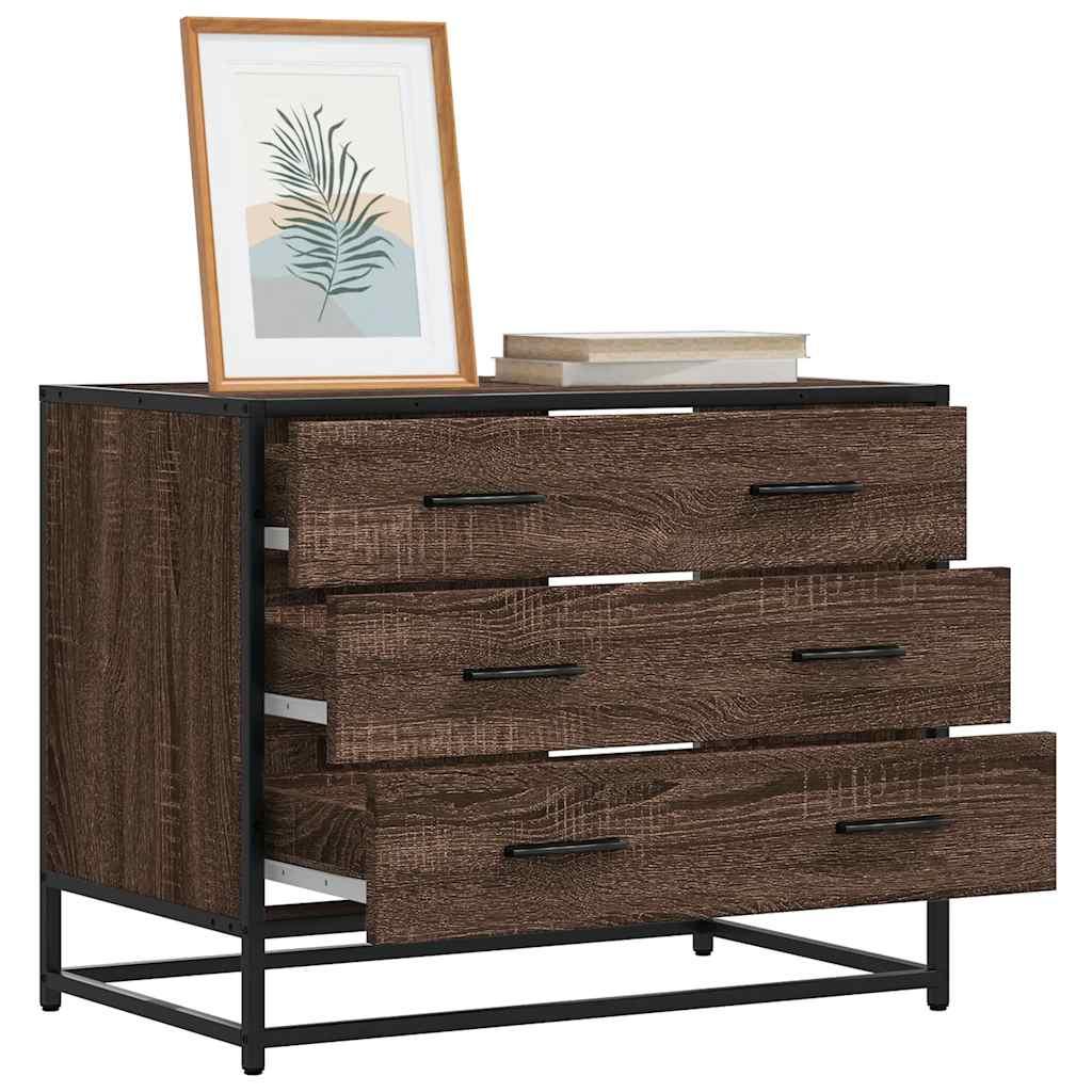 Cómoda de madera contrachapada roble ahumado 70x41x83,5 cm