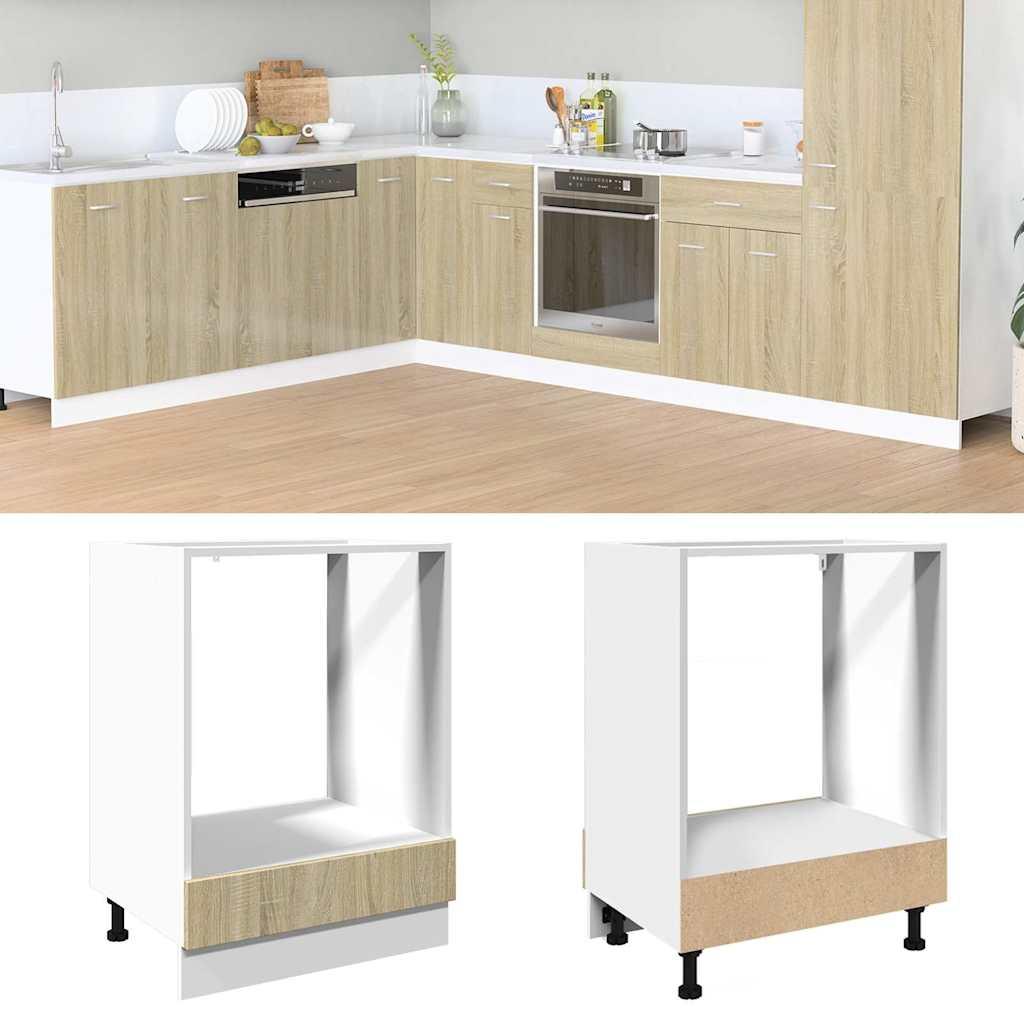 Armario de horno madera contrachapada color roble 60x46x81,5 cm