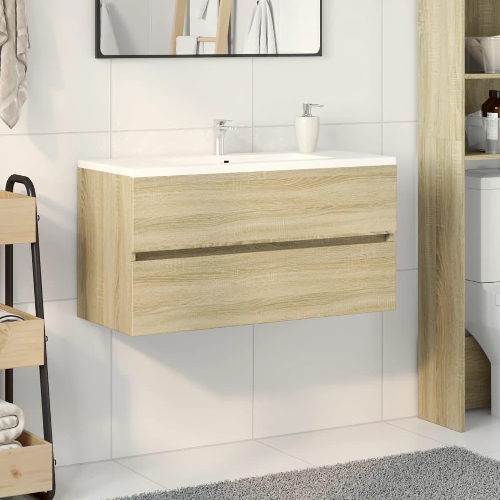 Armario para lavabo madera contrachapada gris Sonoma 63x30x54cm