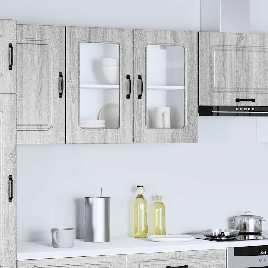 Armario de cocina de pared con puerta de cristal "Kalmar" de, madera de ingeniería