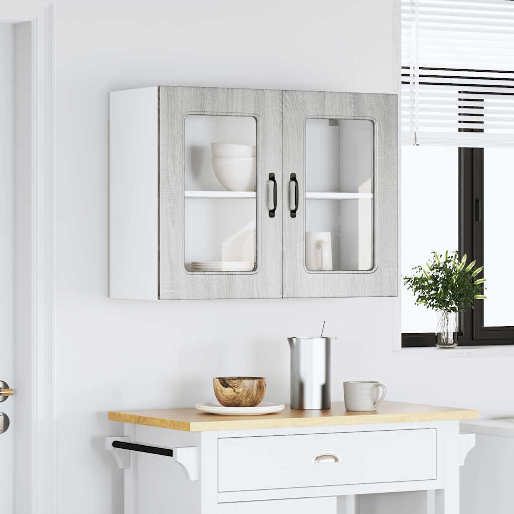 Armario de cocina de pared con puerta de cristal "Kalmar" de, madera de ingeniería