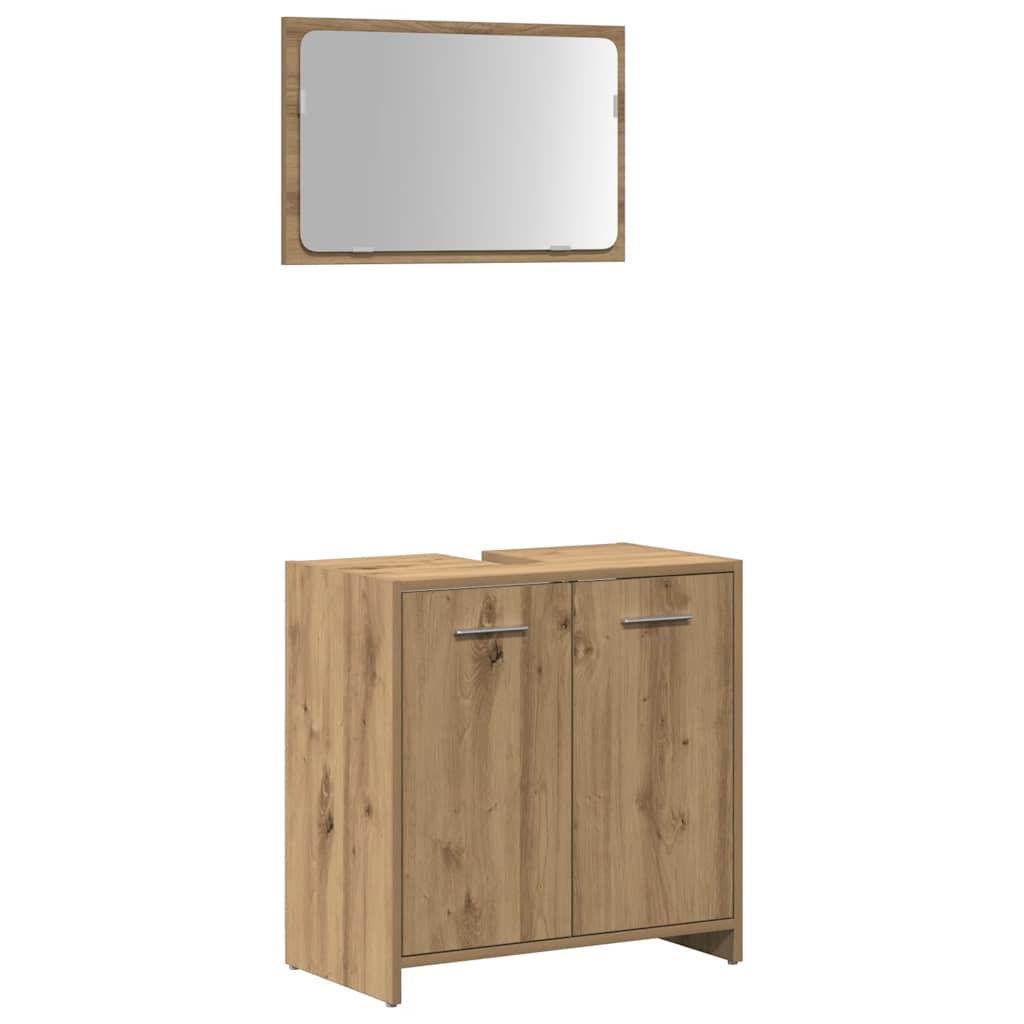Mueble de baño con espejo de madera ingeniería roble artesanal