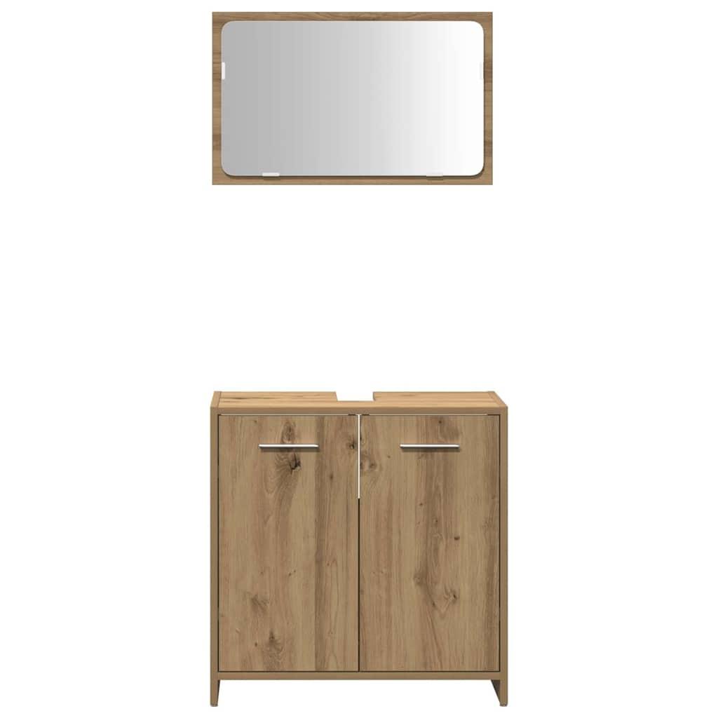 Mueble de baño con espejo de madera ingeniería roble artesanal