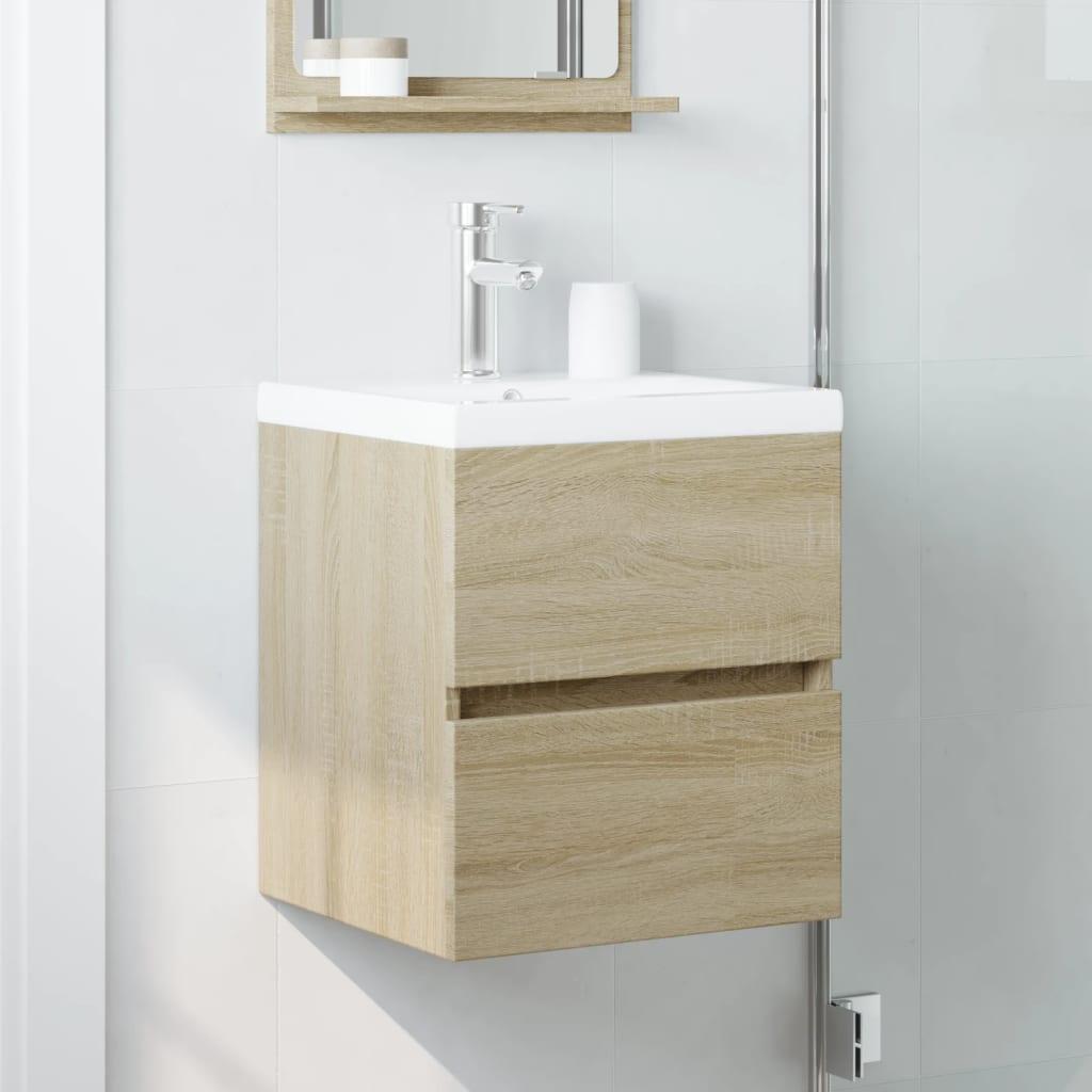 Armario de lavabo madera de ingeniería roble Sonoma 59x37x59 cm