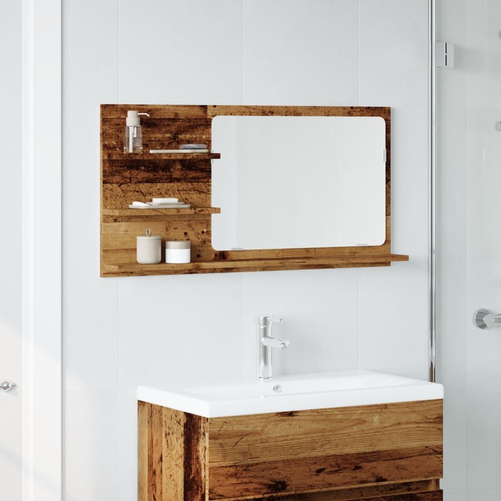 Espejo mueble de baño madera ingeniería envejecida 40x11x37 cm