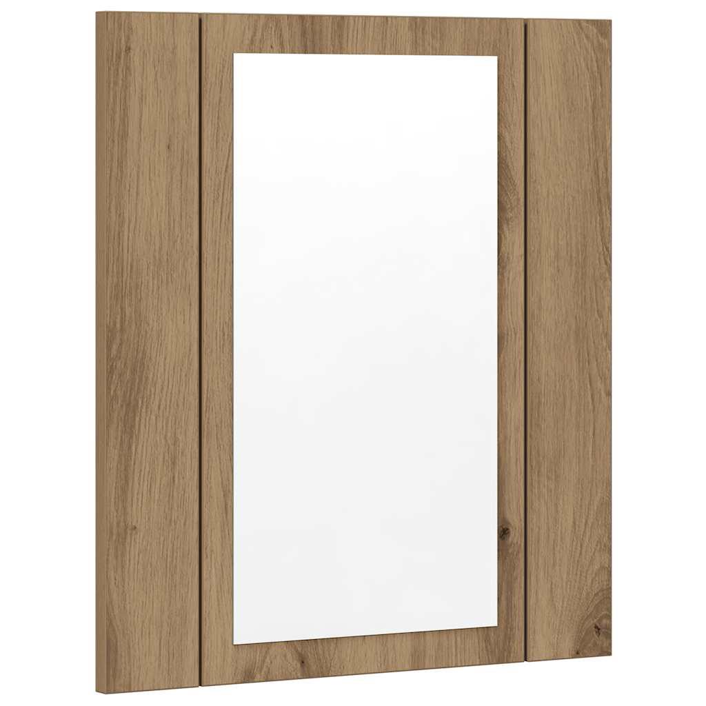 Armario de baño con espejo LED madera roble artisan 40x12x45 cm
