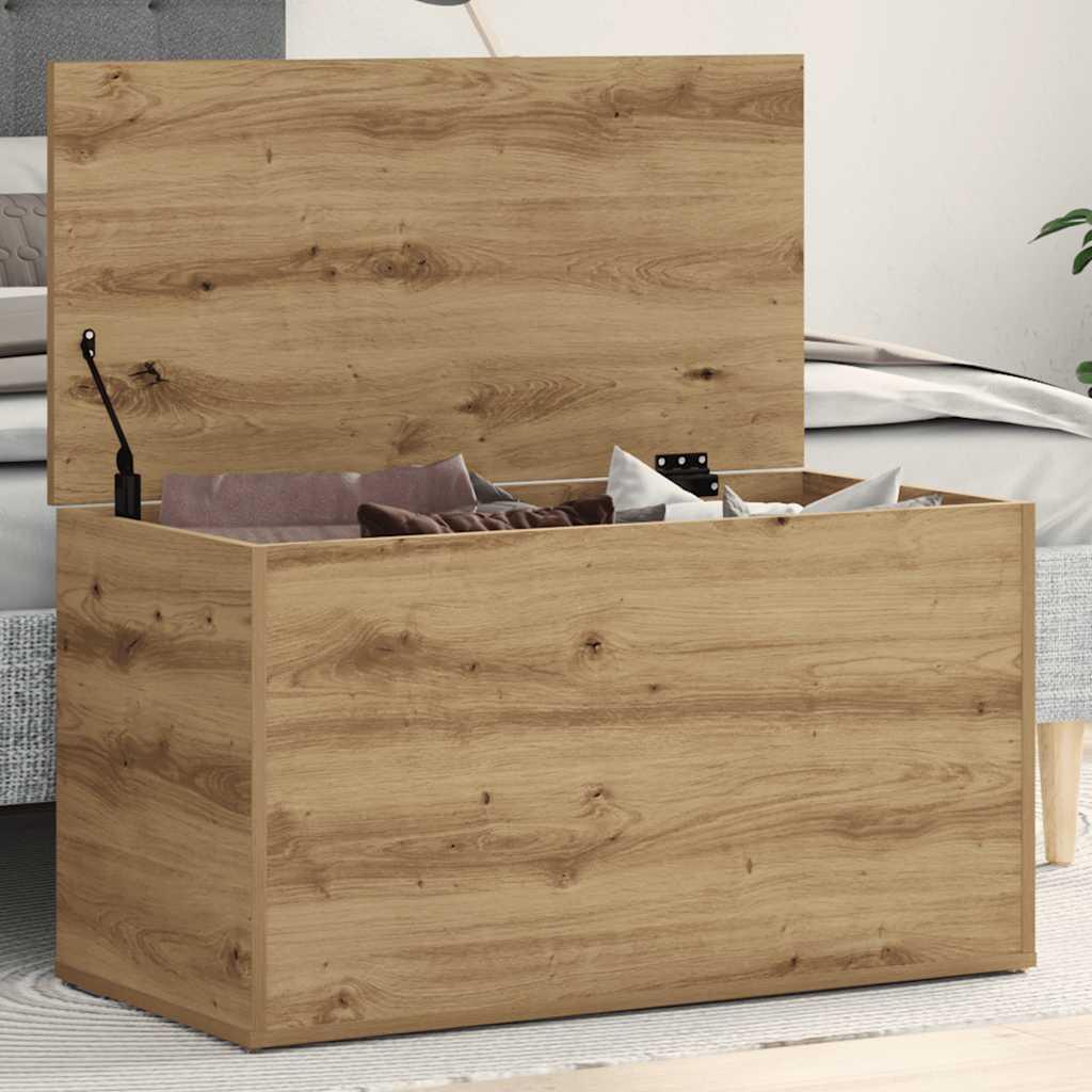 Baúl de almacenaje madera ingeniería roble artisan 84x42x46 cm