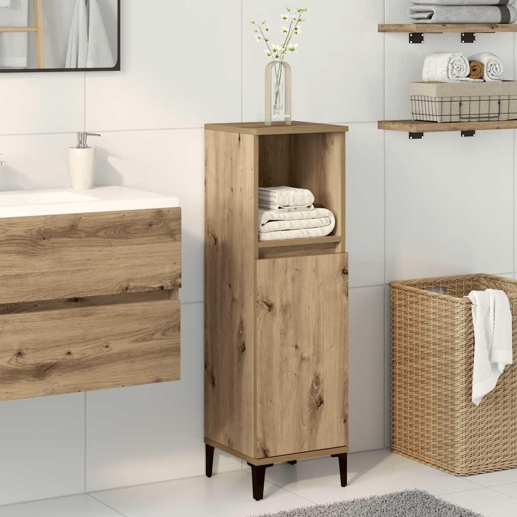 Armario de baño madera de ingeniería gris Sonoma 33x33x120,5 cm