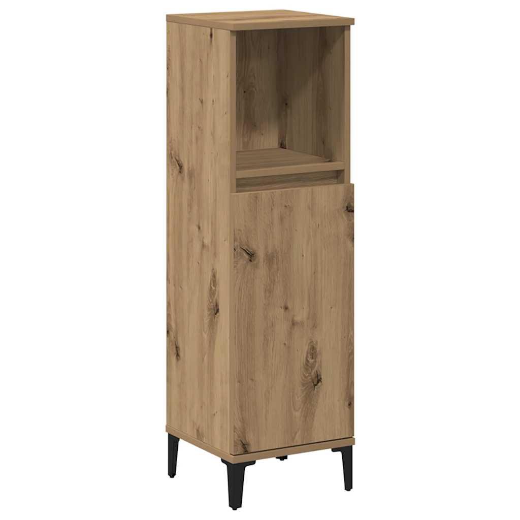 Armario de baño madera de ingeniería gris Sonoma 33x33x120,5 cm