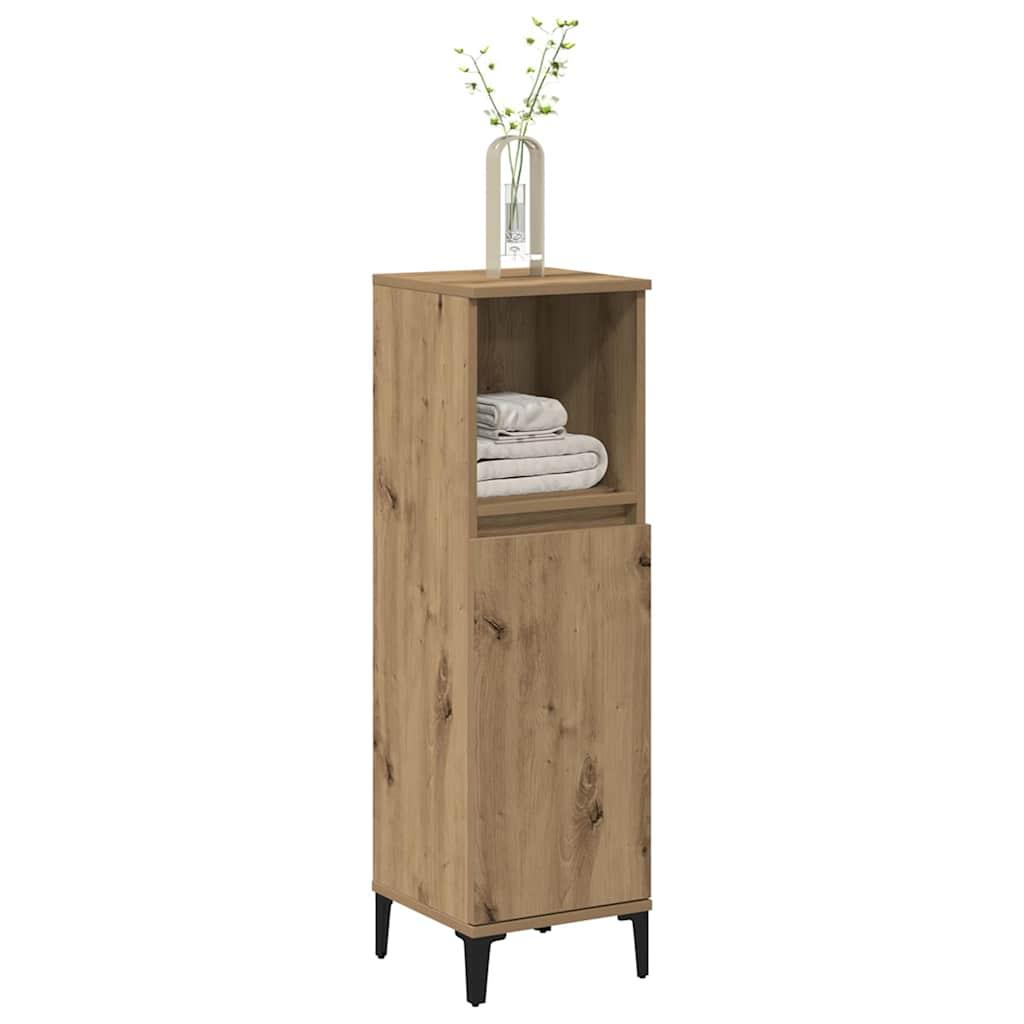 Armario de baño madera de ingeniería gris Sonoma 33x33x120,5 cm