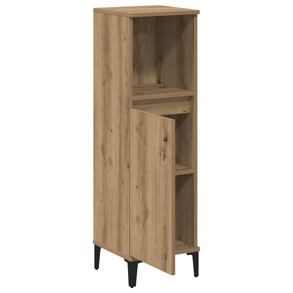 Armario de baño madera de ingeniería gris Sonoma 33x33x120,5 cm