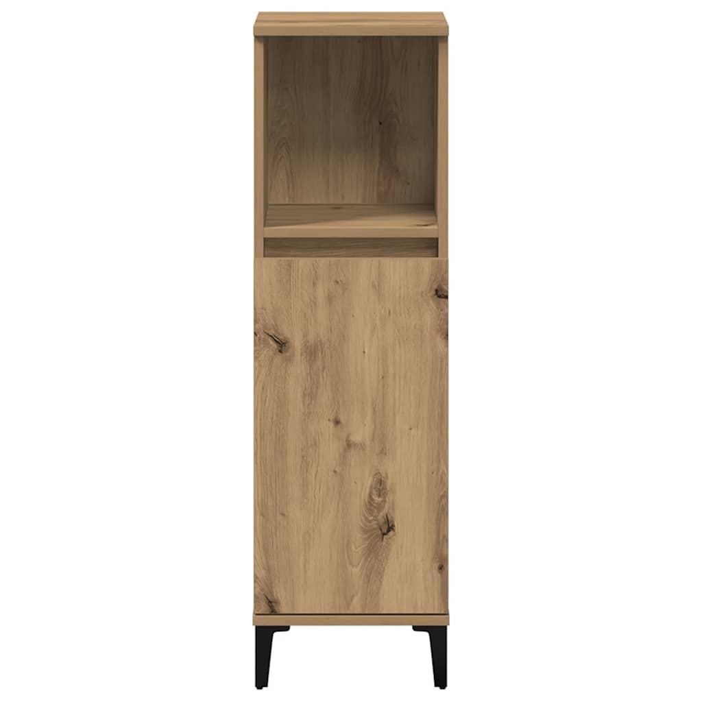 Armario de baño madera de ingeniería gris Sonoma 33x33x120,5 cm