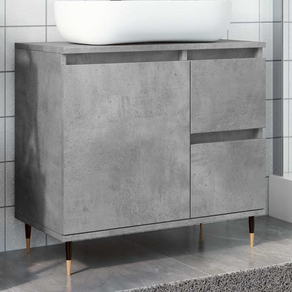 Armario de baño madera contrachapada gris hormigón 30x30x190 cm