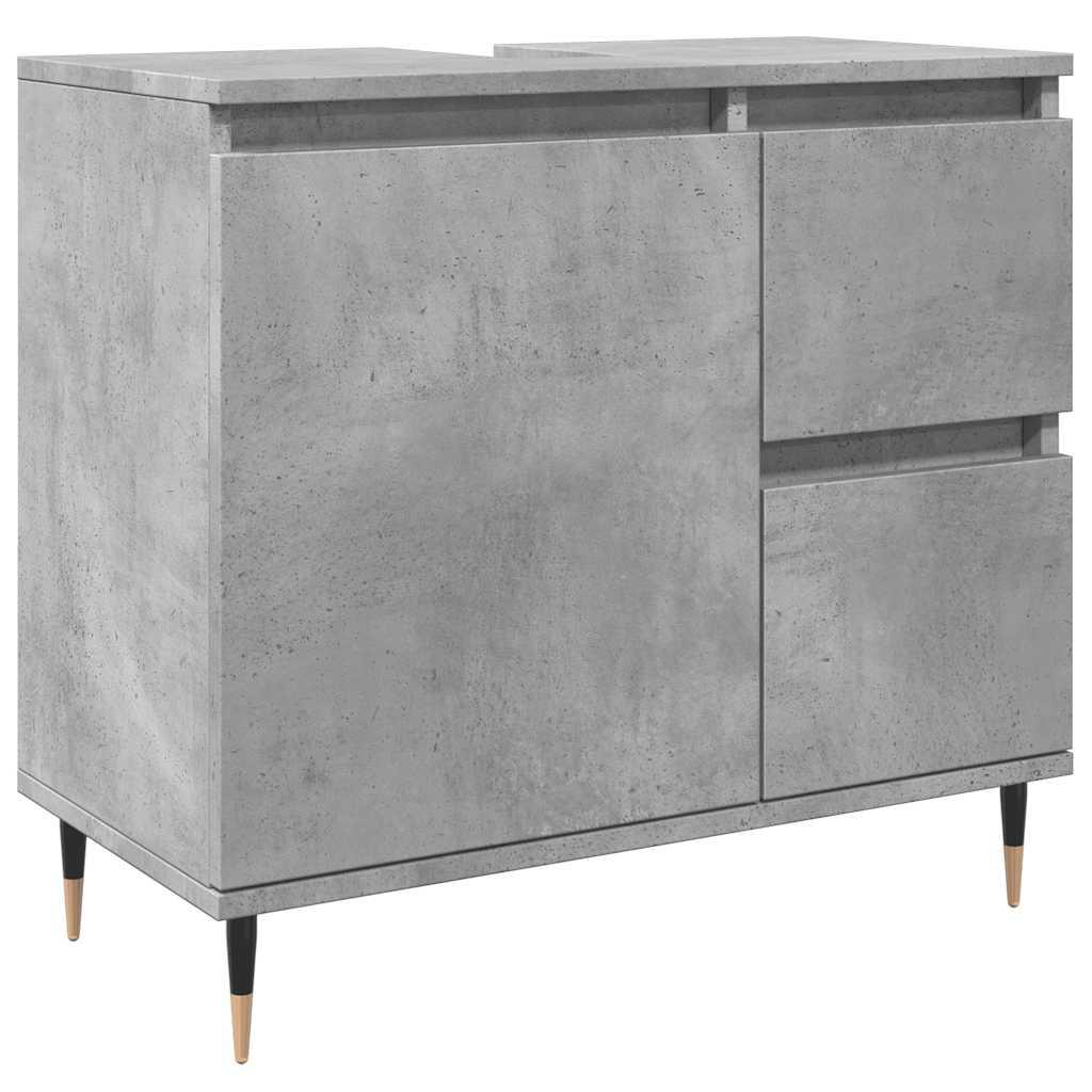 Armario de baño madera contrachapada gris hormigón 30x30x190 cm