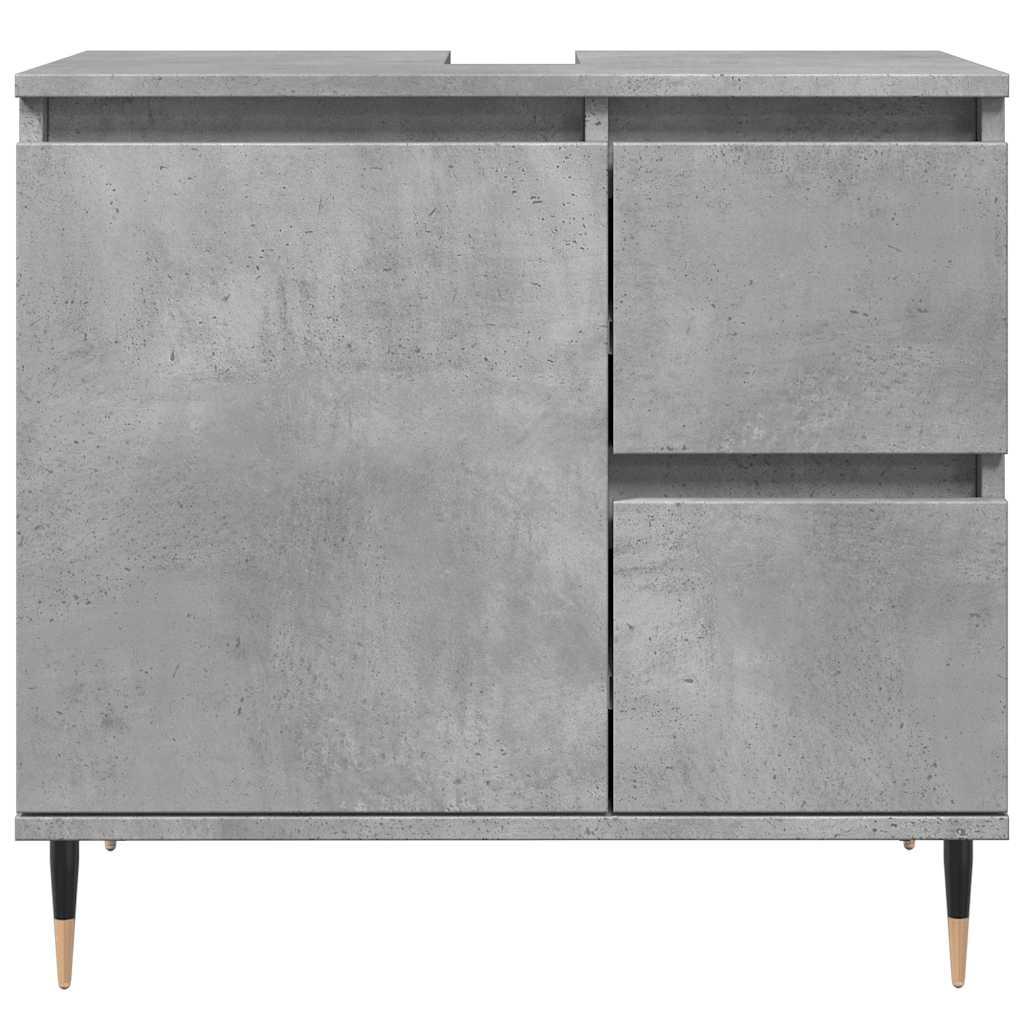 Armario de baño madera contrachapada gris hormigón 30x30x190 cm