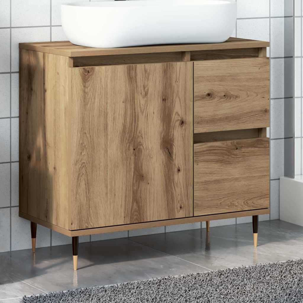 Armario de baño madera de ingeniería gris Sonoma 33x33x120,5 cm