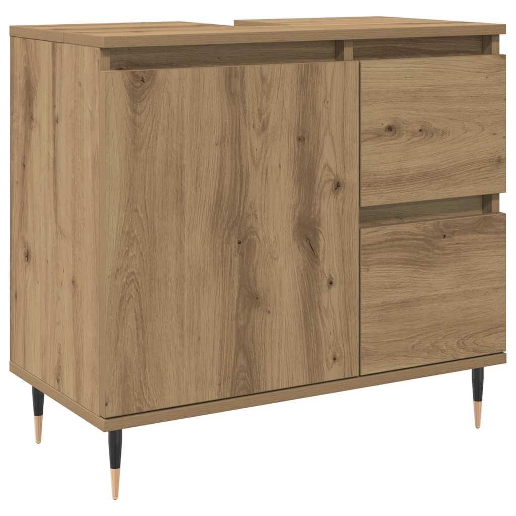 Armario de baño madera de ingeniería gris Sonoma 33x33x120,5 cm