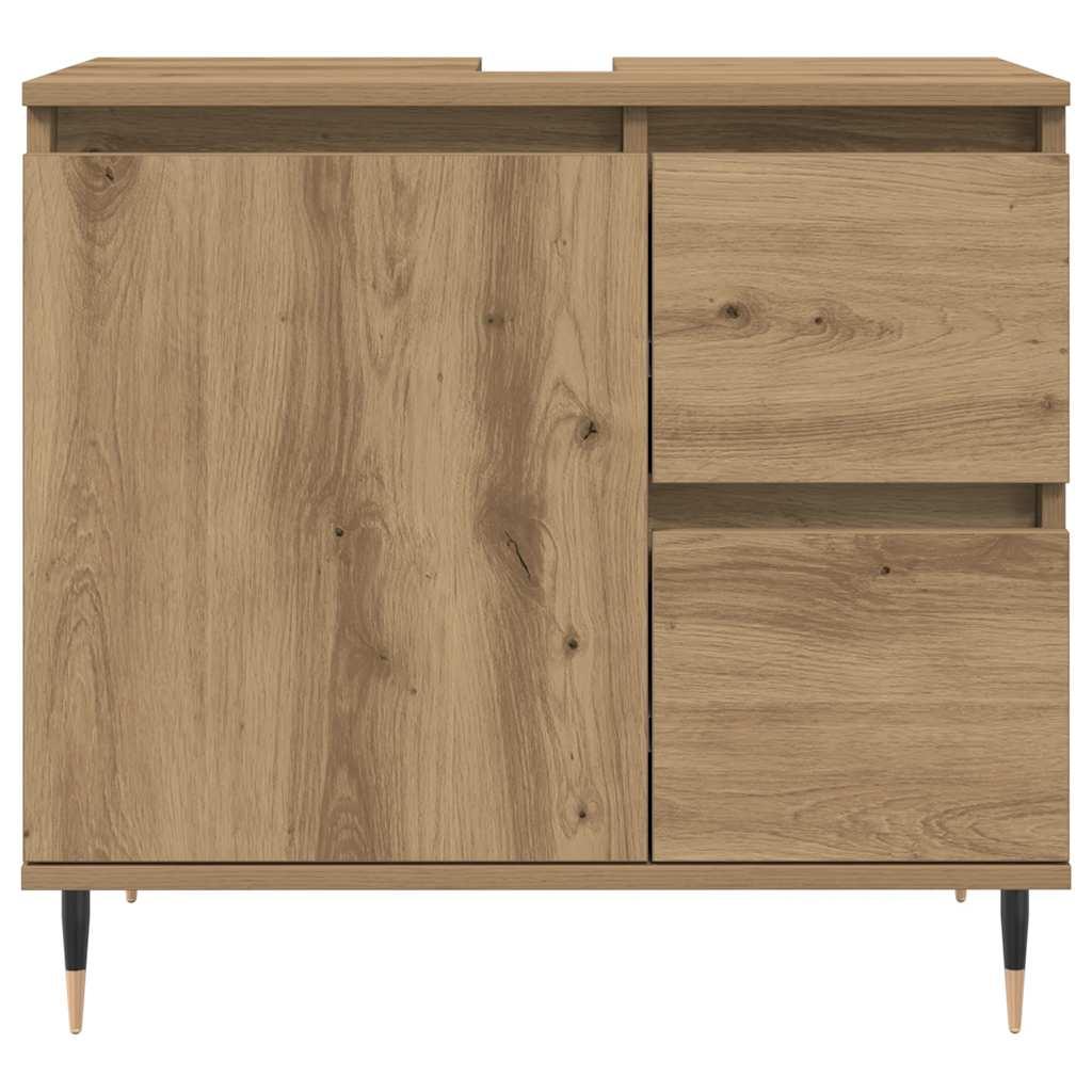 Armario de baño madera de ingeniería gris Sonoma 33x33x120,5 cm