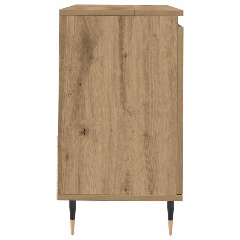 Armario de baño madera de ingeniería gris Sonoma 33x33x120,5 cm