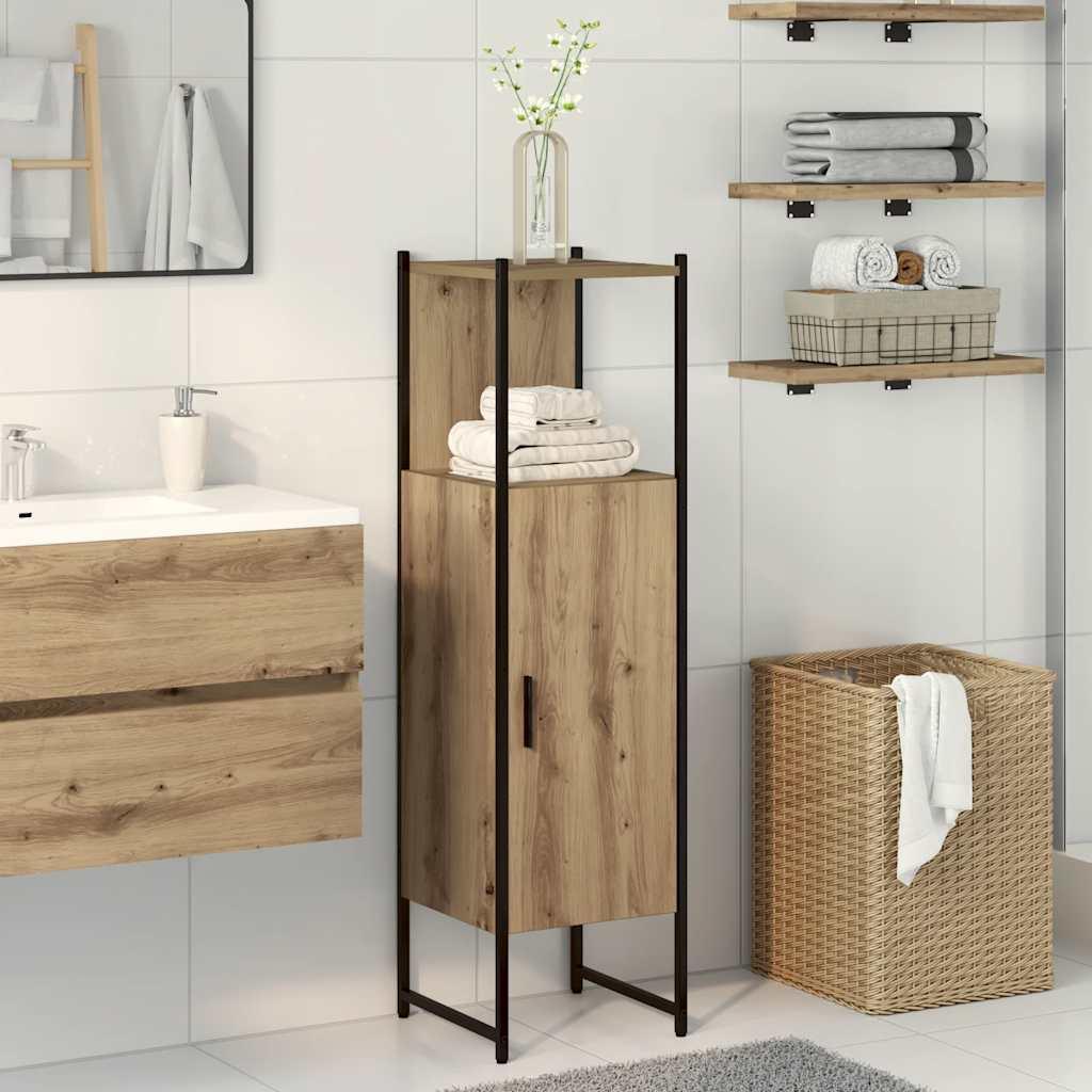 Armario de baño madera de ingeniería gris Sonoma 33x33x120,5 cm
