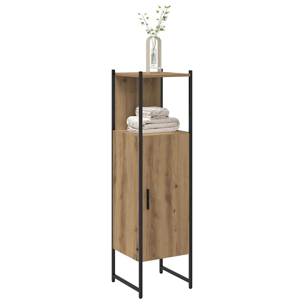 Armario de baño madera de ingeniería gris Sonoma 33x33x120,5 cm