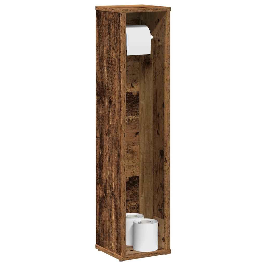 Mueble de baño con portarrollos papel higiénico, madera antigua