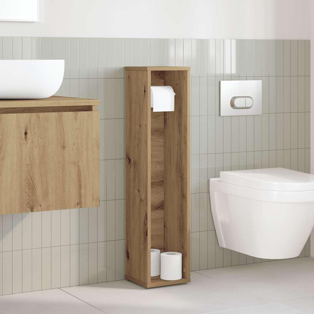 Mueble de baño con portarrollos, roble artesanal