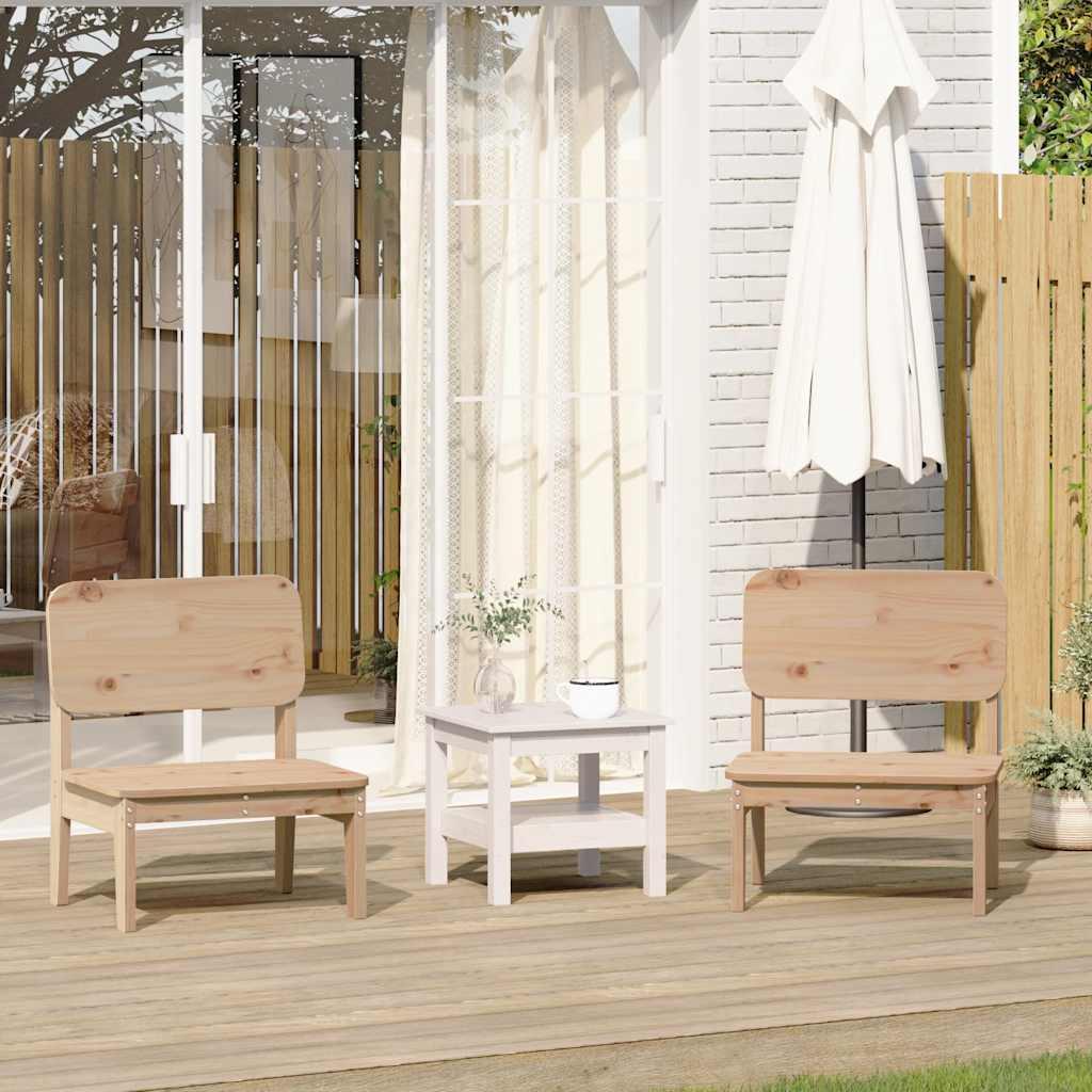 Sillas de jardín 2 uds madera maciza pino blanco 61,5x53x71 cm