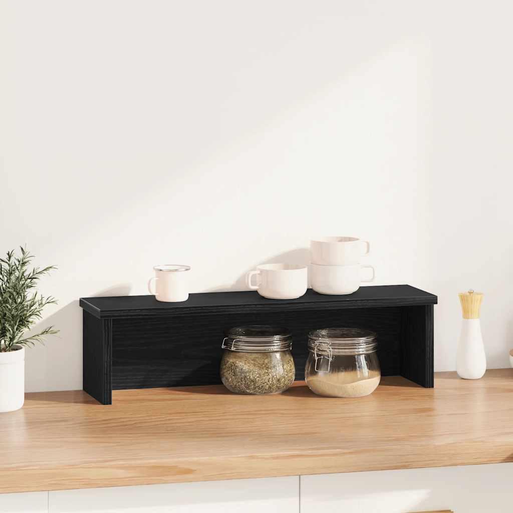 Estantería cocina apilable madera ingeniería negra 60x15x16 cm