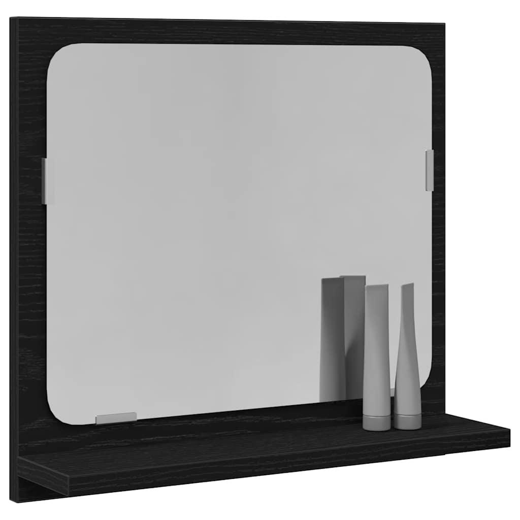 Espejo de baño de roble negro de 40x10,5x37 cm, fabricado en madera de ingeniería