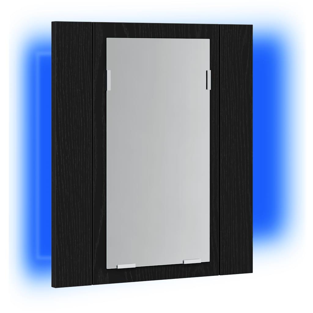 Armario con espejo de baño LED, roble negro, 40x12x45 cm
