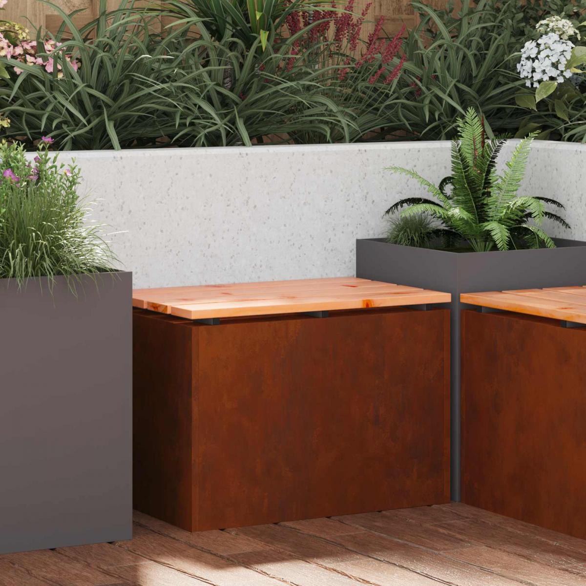 Banco de jardín 1 -Seater 60 x 40 x 43 cm Acero oxidado Oxidado